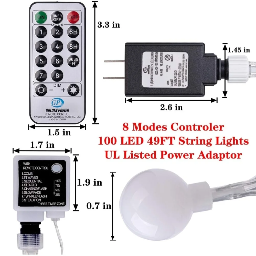 LED String Lights with Remote, Bright White